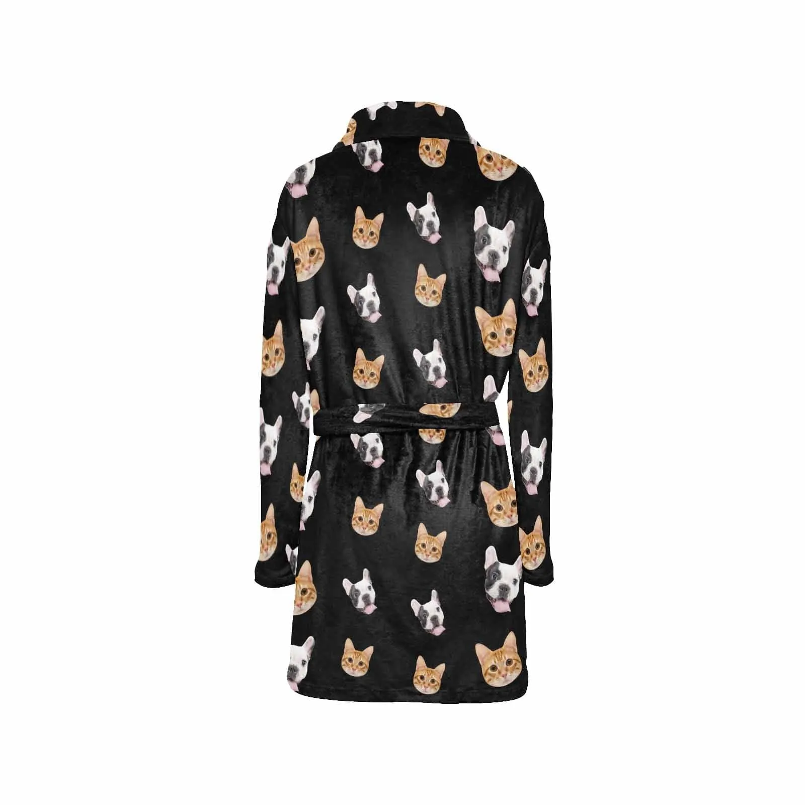 Custom Face Fleece Robe Pet Face Personalized All Over Print Pajama Kimono Robe for Men Women