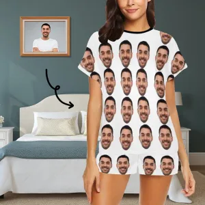 Custom Face Pajamas Girlfriend Sleepwear Personalized Women's Short Pajama Set Valentines Gift Birthday
