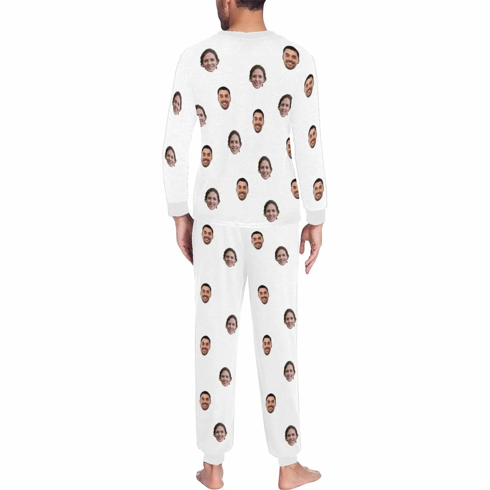 Custom Face Solid Color Couple Matching Pajamas Personalized Photo Couple Loungewear for Her/Him