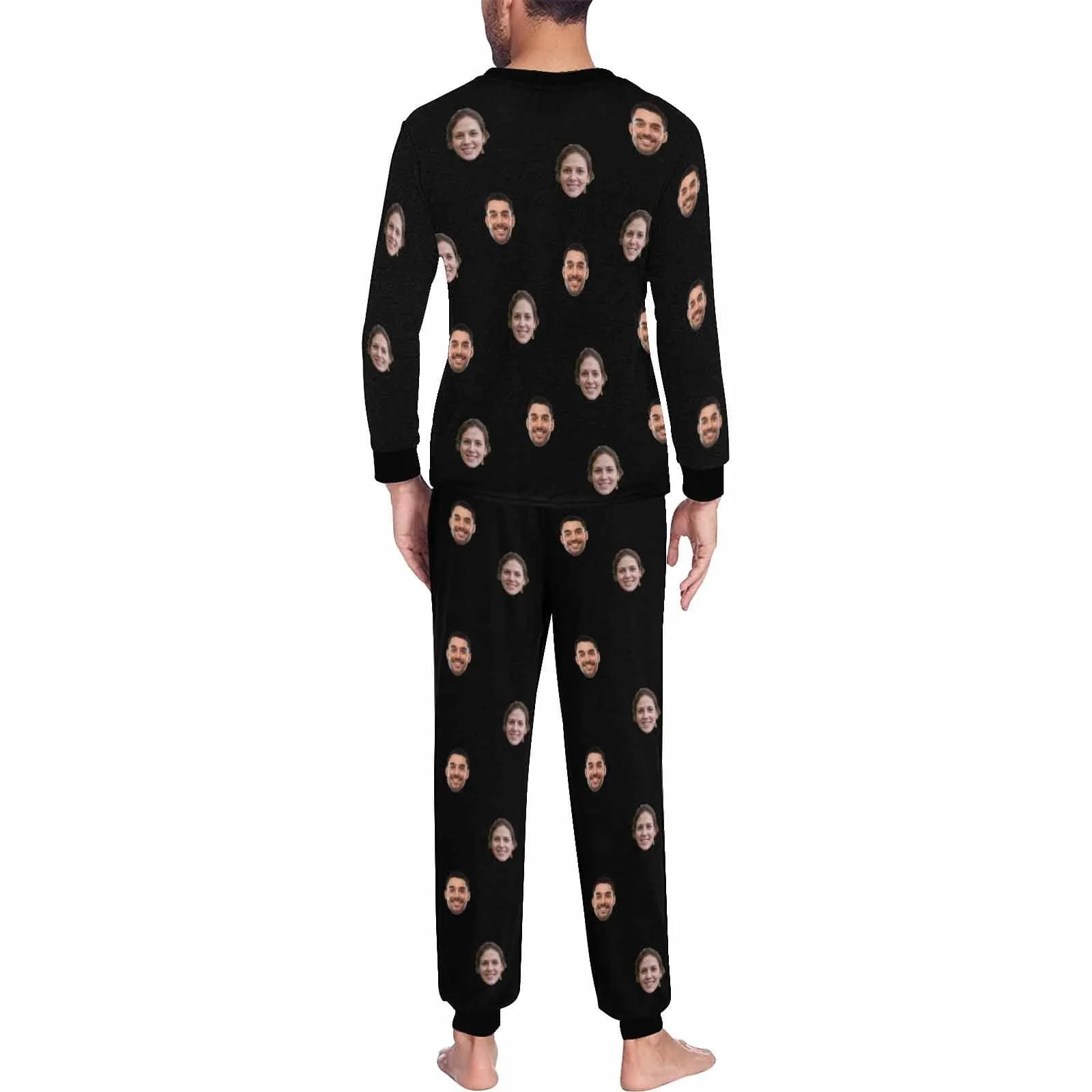 Custom Face Solid Color Couple Matching Pajamas Personalized Photo Couple Loungewear for Her/Him