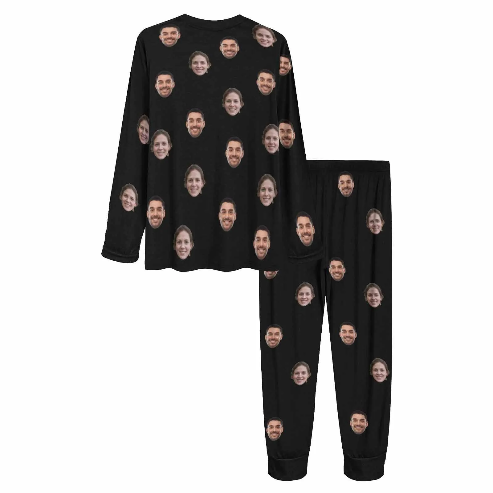 Custom Face Solid Color Couple Matching Pajamas Personalized Photo Couple Loungewear for Her/Him