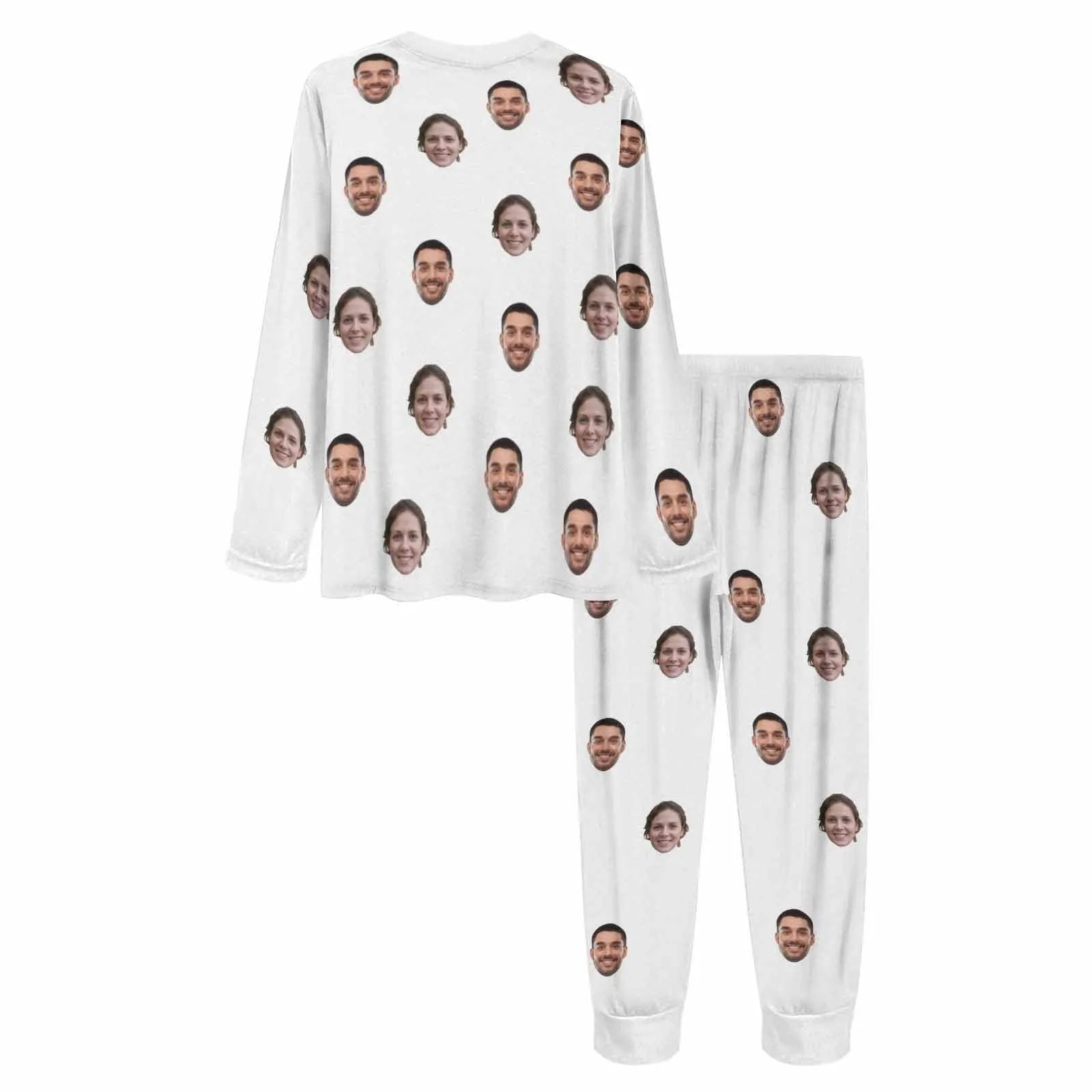 Custom Face Solid Color Couple Matching Pajamas Personalized Photo Couple Loungewear for Her/Him