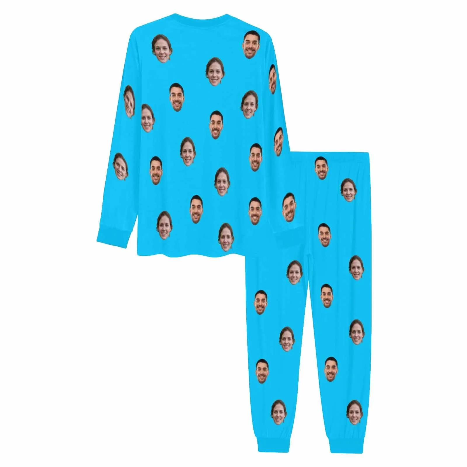 Custom Face Solid Color Couple Matching Pajamas Personalized Photo Couple Loungewear for Her/Him