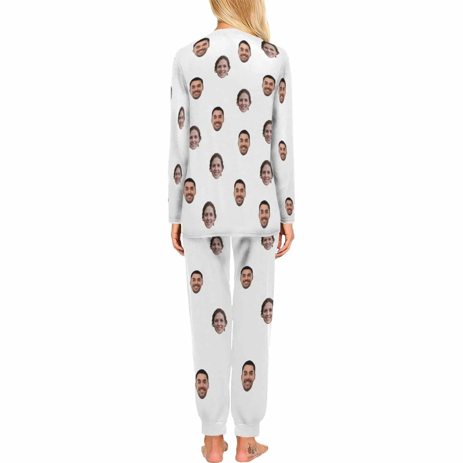 Custom Face Solid Color Couple Matching Pajamas Personalized Photo Couple Loungewear for Her/Him