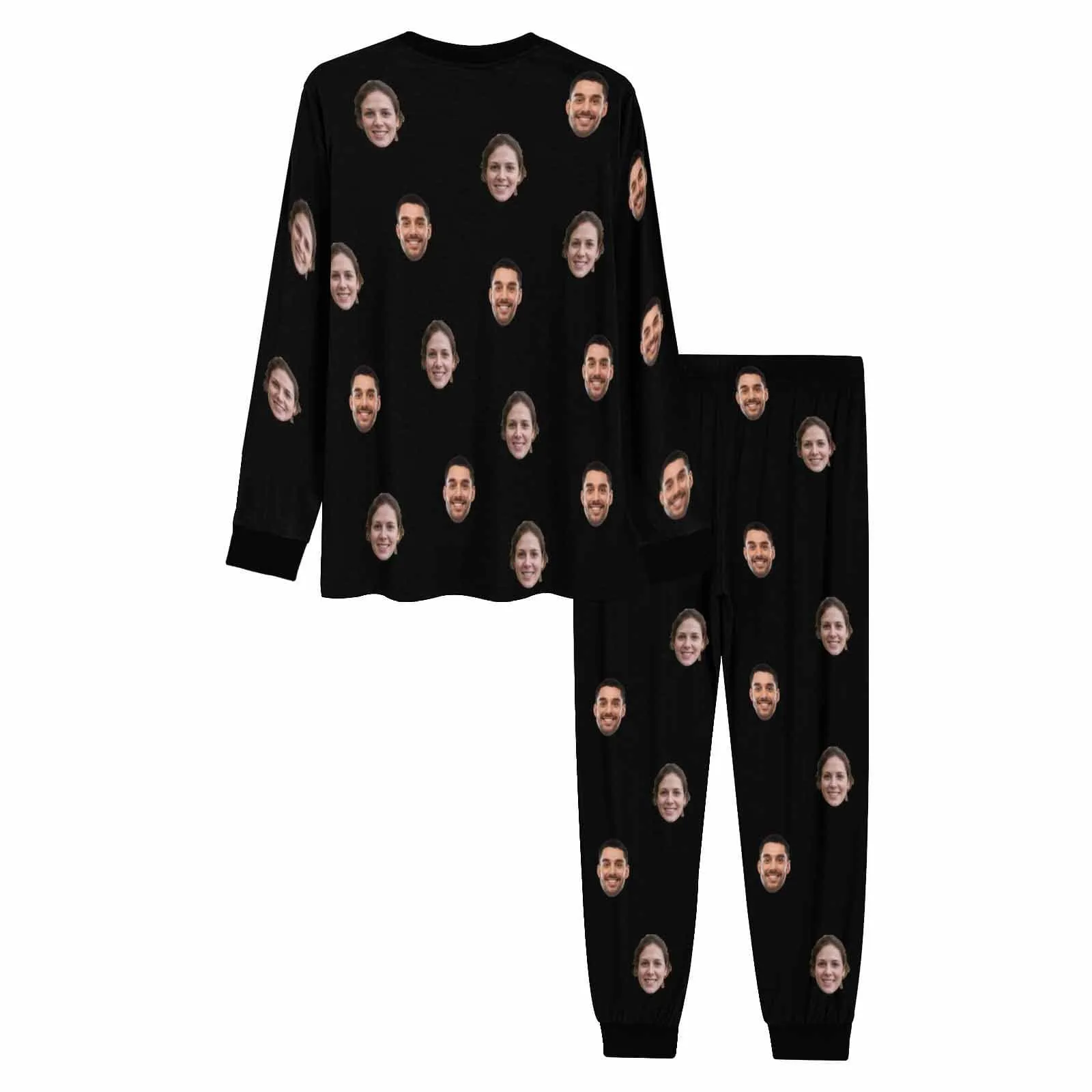 Custom Face Solid Color Couple Matching Pajamas Personalized Photo Couple Loungewear for Her/Him