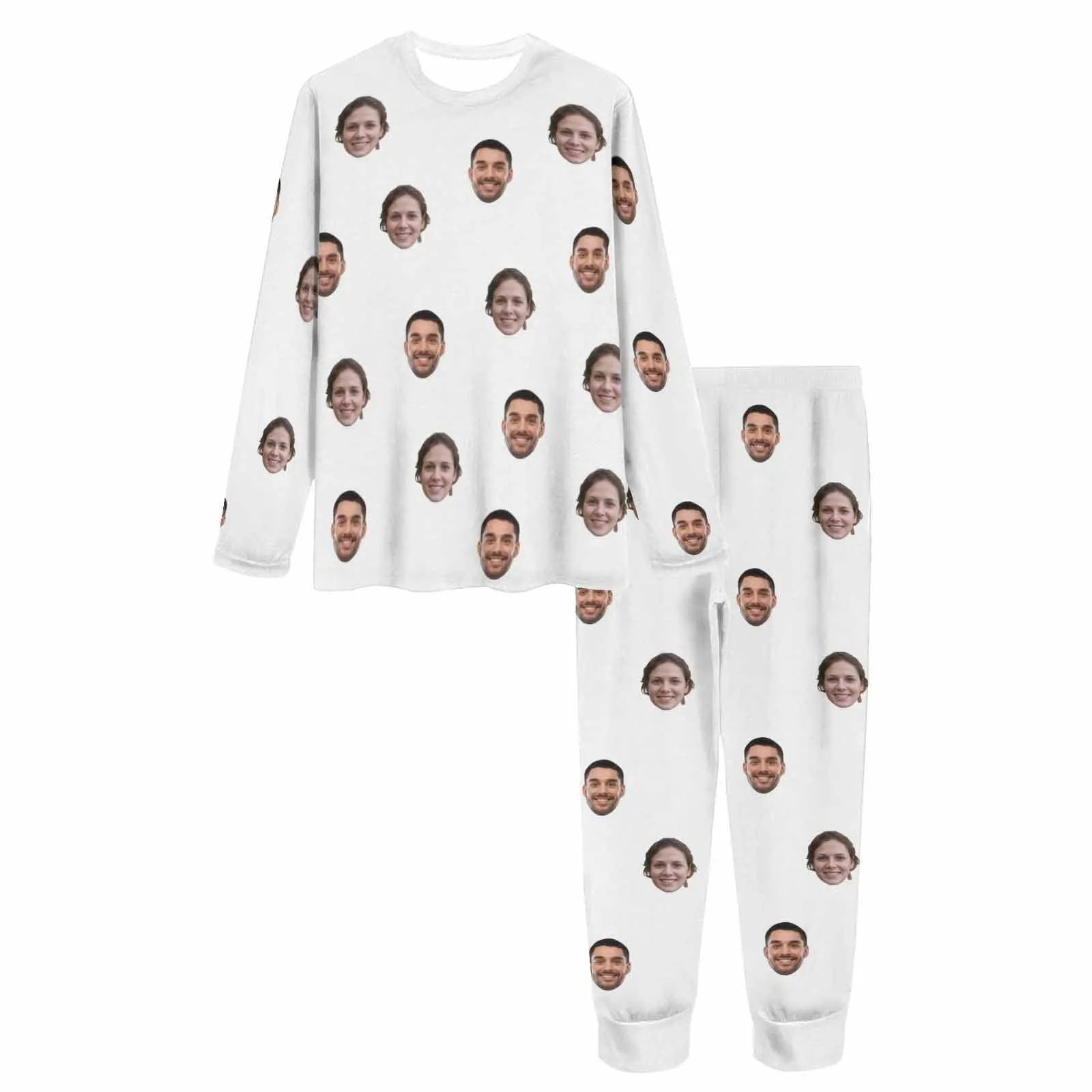 Custom Face Solid Color Couple Matching Pajamas Personalized Photo Couple Loungewear for Her/Him