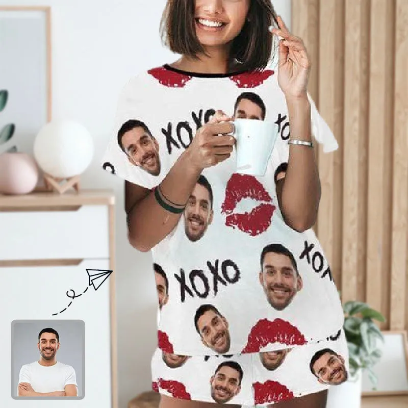 Custom Face XOXO Red Lips Women's Pajama Set