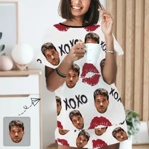 Custom Face XOXO Red Lips Women's Pajama Set