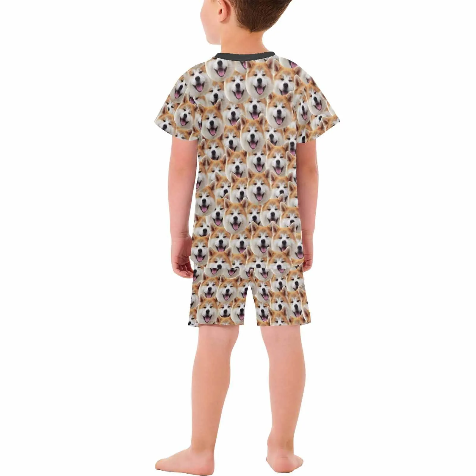 Custom Pet Face Kid's Short Pajama Set Personalized Cute Sleepwear for Boys and Girls 2-15Y