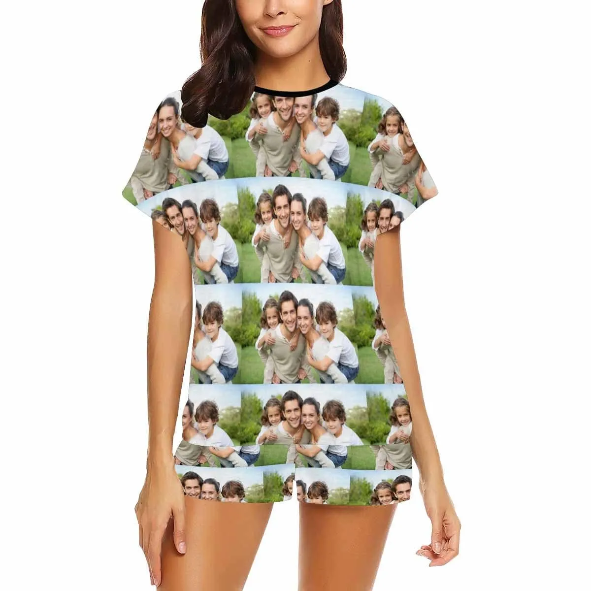 Custom Photo Pajamas Loving Family Loungewear Personalized Women's Short Pajama Set Gifts for Mom