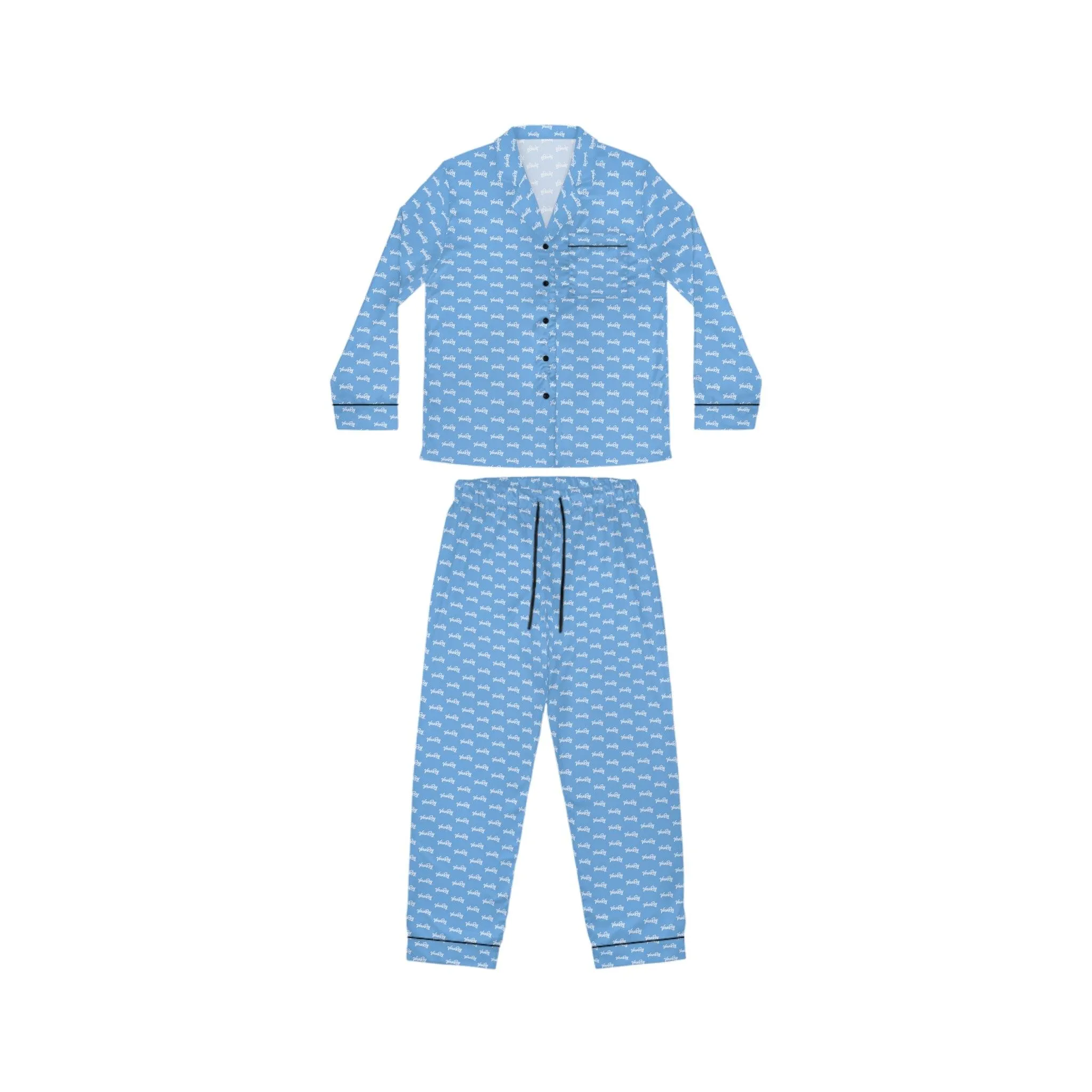 Customizable Satin Sleepwear Set - Serene Blue Elegance for Women - Tailored Comfort and Style
