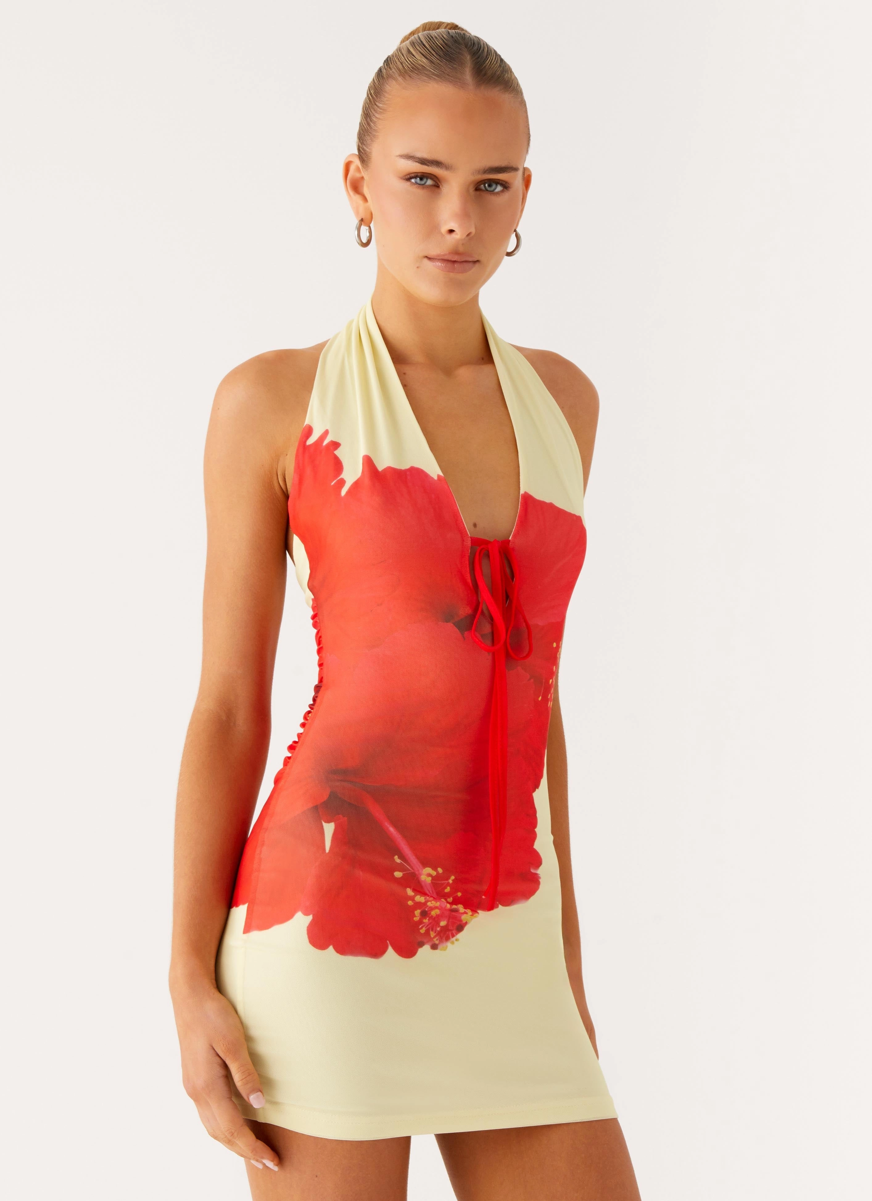 Know You Better Mini Dress - Scarlet Floral Chic Layered Wear