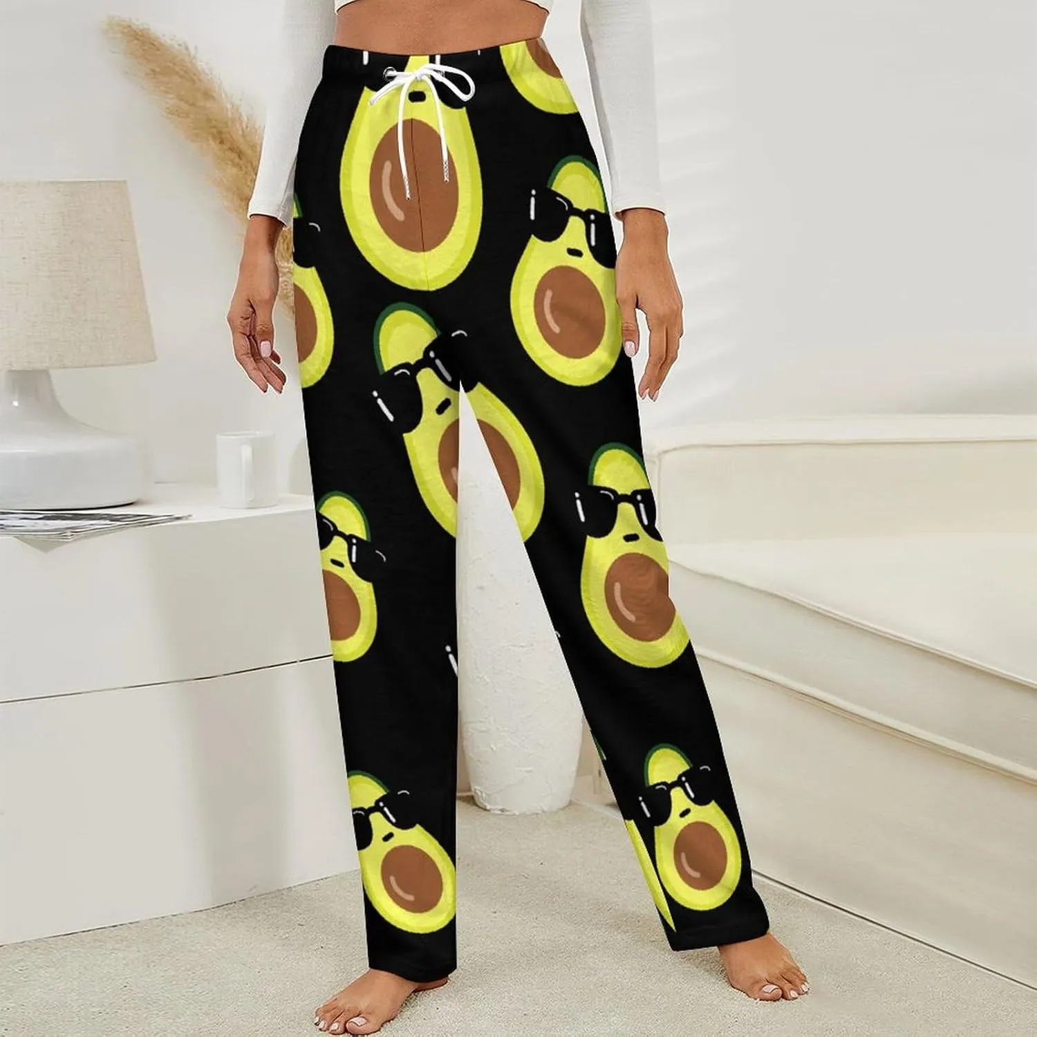 Cute Avocado Women's Flannel Pajama Pants Fleece Lounge Sleep Bottoms PJ
