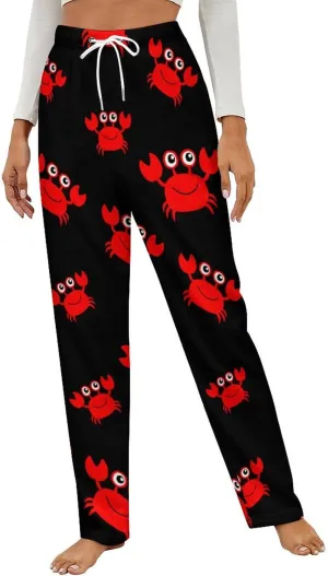 Cute Crab Women's Flannel Pajama Pants Fleece Lounge Sleep Bottoms PJ