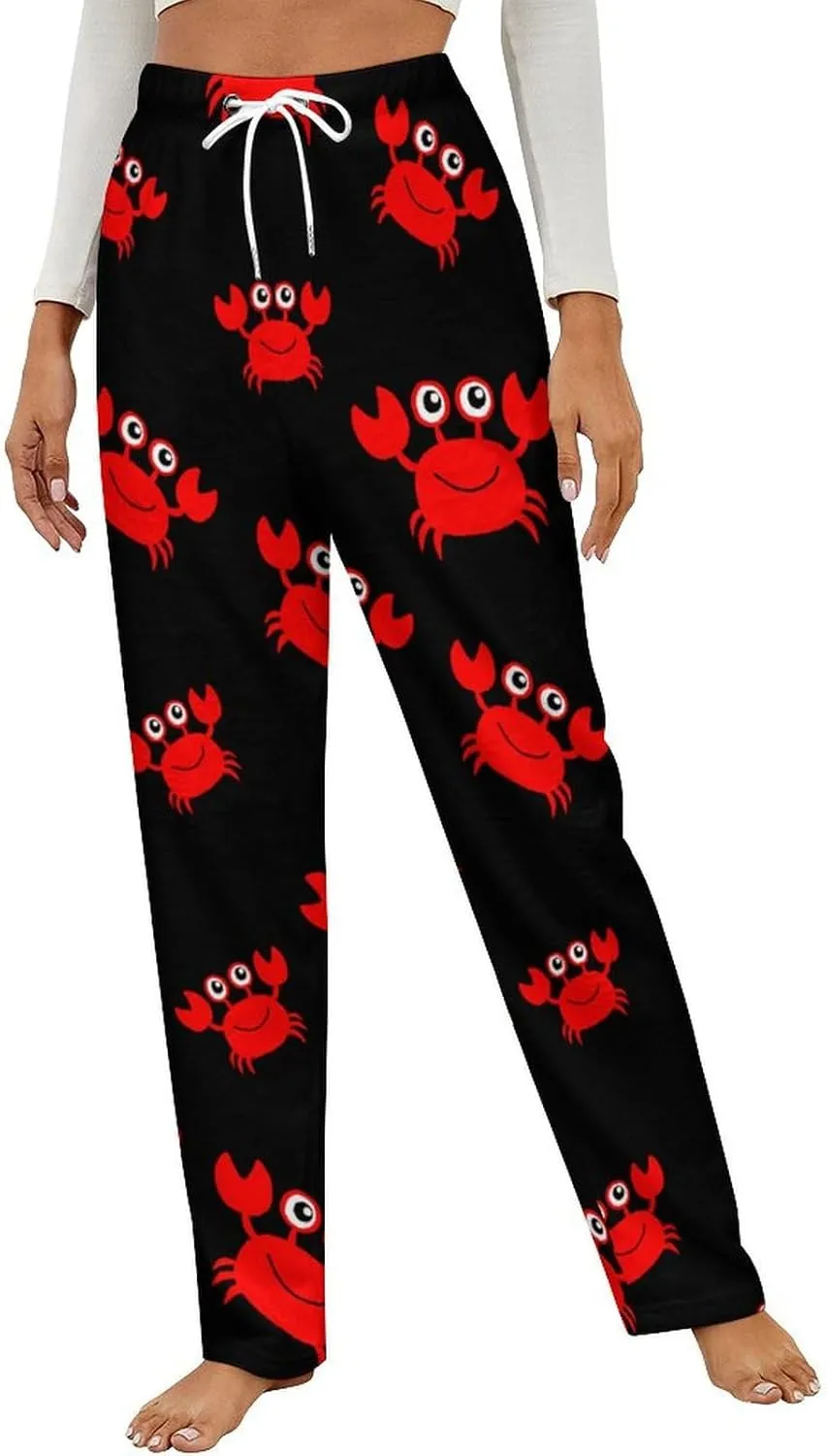 Cute Crab Women's Flannel Pajama Pants Fleece Lounge Sleep Bottoms PJ
