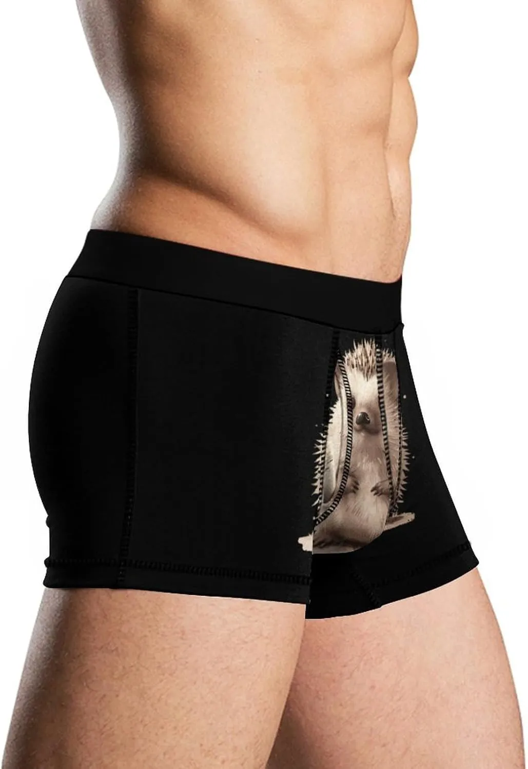 Cute Hedgehog Mens Boxer Brief Funny Underwear Trunks Breathable Soft Printed Shorts