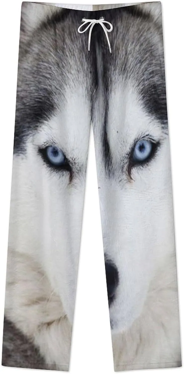 Cute Husky Women's Flannel Pajama Pants Fleece Lounge Sleep Bottoms PJ
