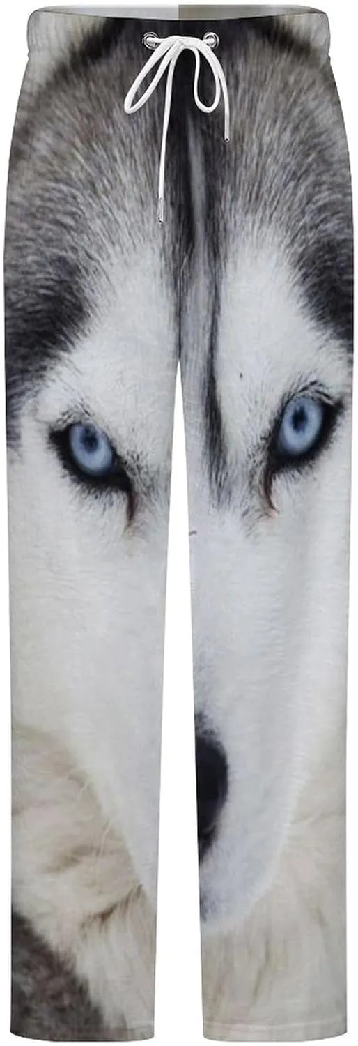 Cute Husky Women's Flannel Pajama Pants Fleece Lounge Sleep Bottoms PJ