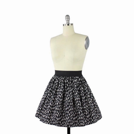 Polished Touch Elegant Look Cute Cacti A-line Pleated Skirt In Black