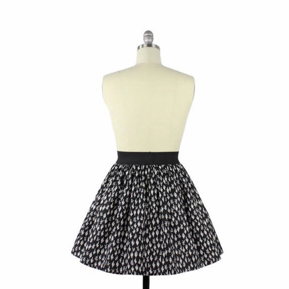 Roll Up Fasten Cute Cacti A-line Pleated Skirt In Black