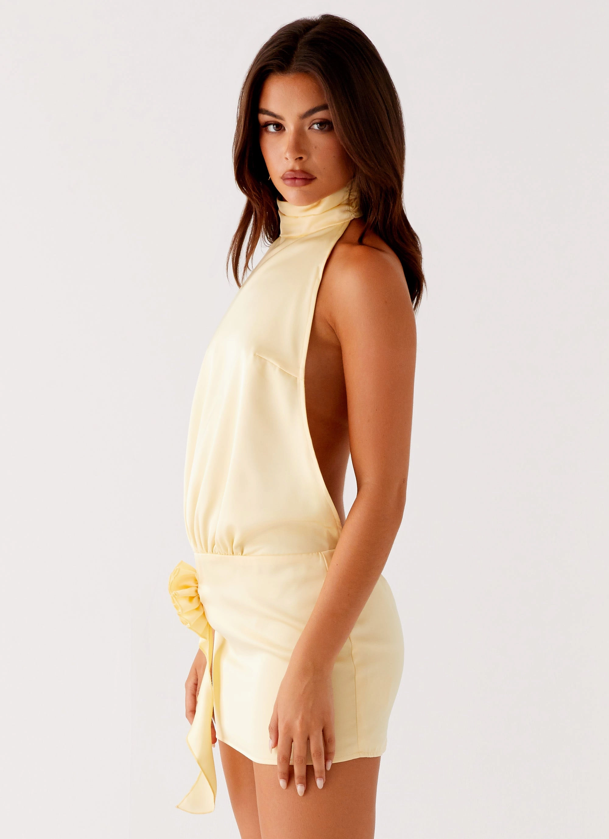 Birdie Halterneck Mini Dress - Yellow Sophisticated Layers