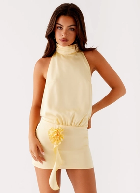 Cold-Shoulder Refined Presence Birdie Halterneck Mini Dress - Yellow