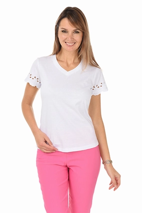Contemporary Cut Cutout Sleeve Tee