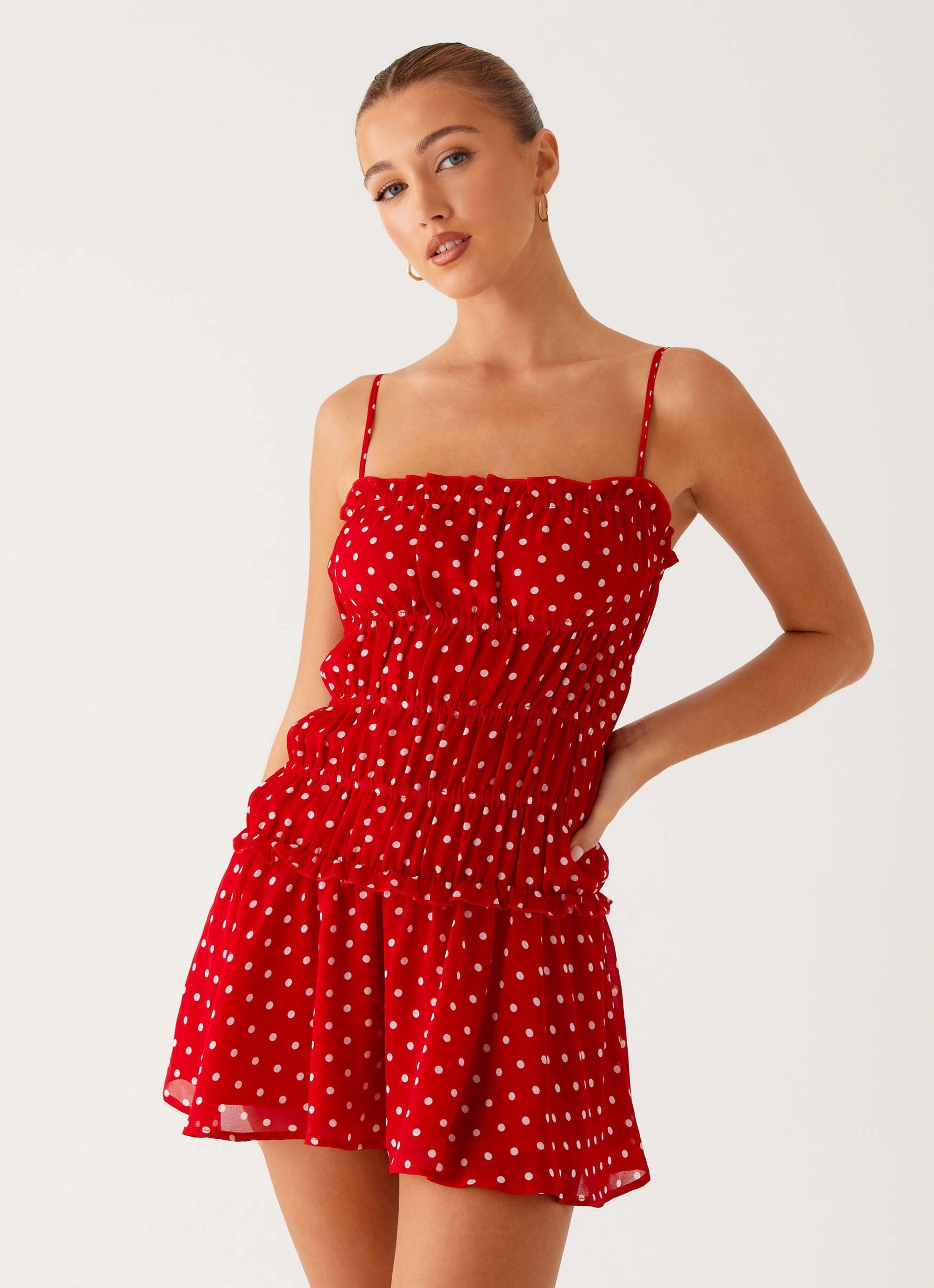 Cynlee Mini Dress - Red Polka Dot Vibrant Light