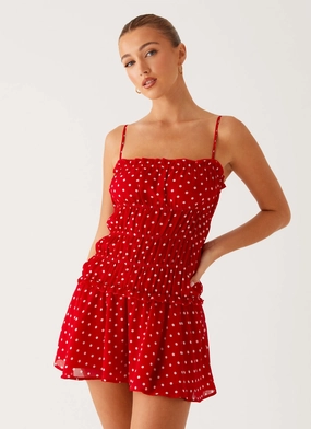 Cynlee Mini Dress - Red Polka Dot Vibrant Light