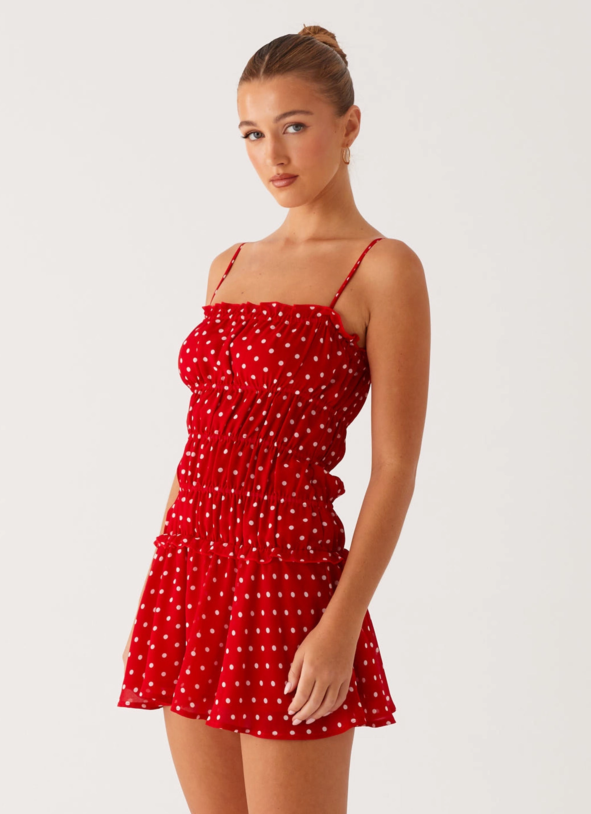 Cynlee Mini Dress - Red Polka Dot Cool Form Vibrant Form
