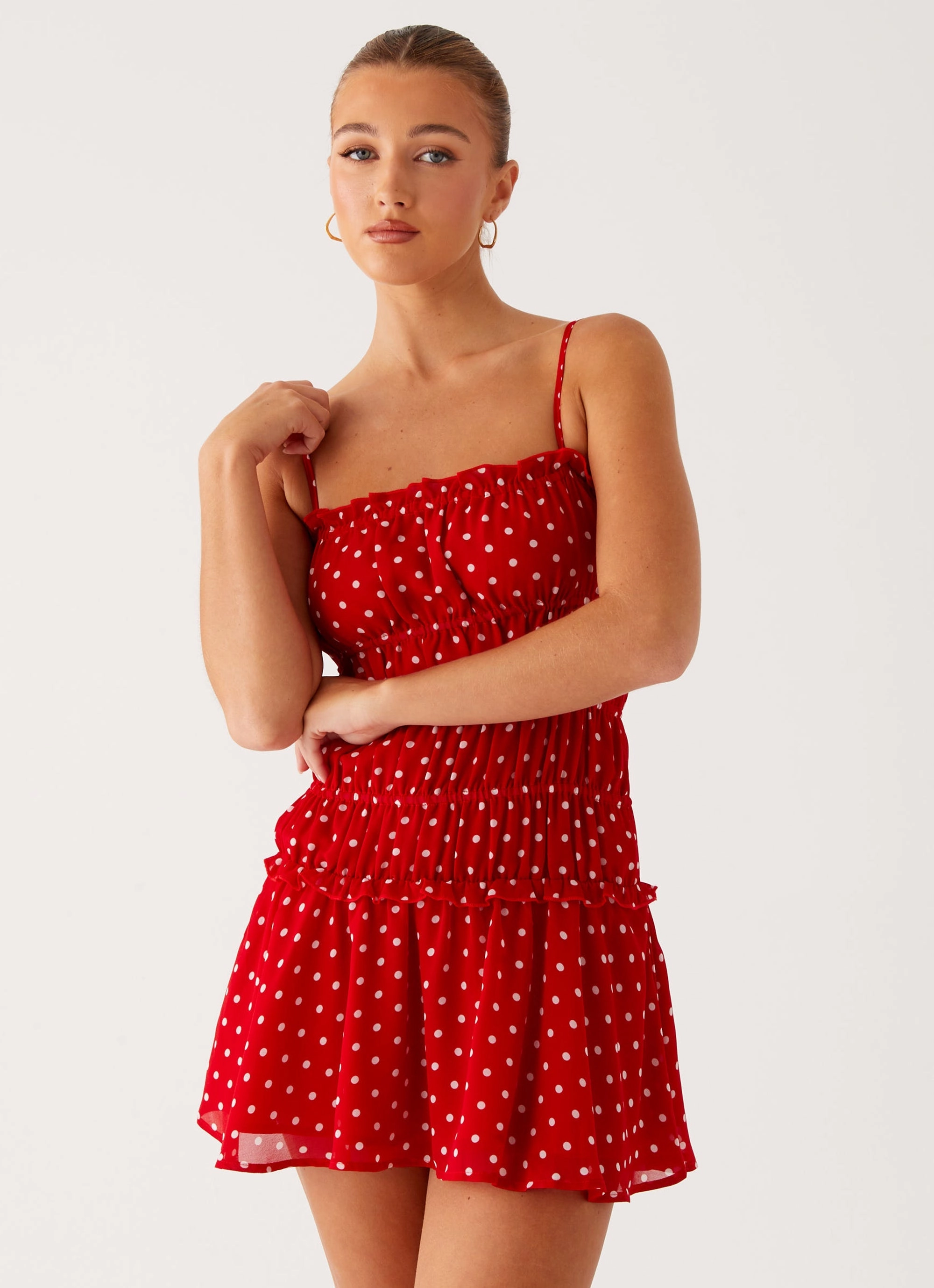 All Fit Practical-Style Cynlee Mini Dress - Red Polka Dot