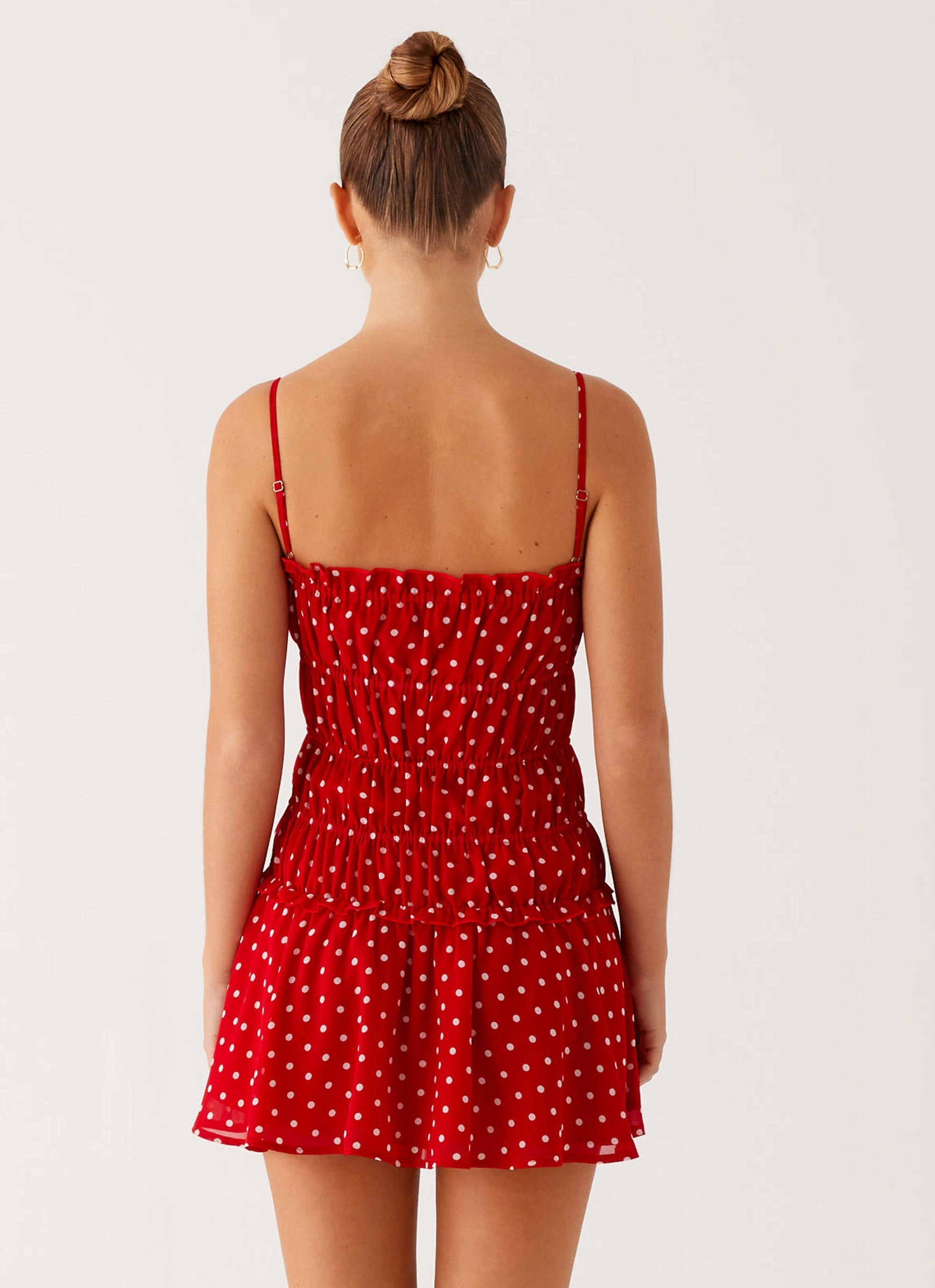 Subtle Motion Natural Drape Cynlee Mini Dress - Red Polka Dot