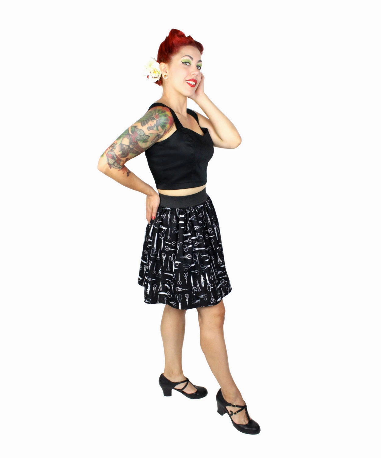 Style Staple Easy Layer Vintage Scissors Pleated Skirt #PS-S757