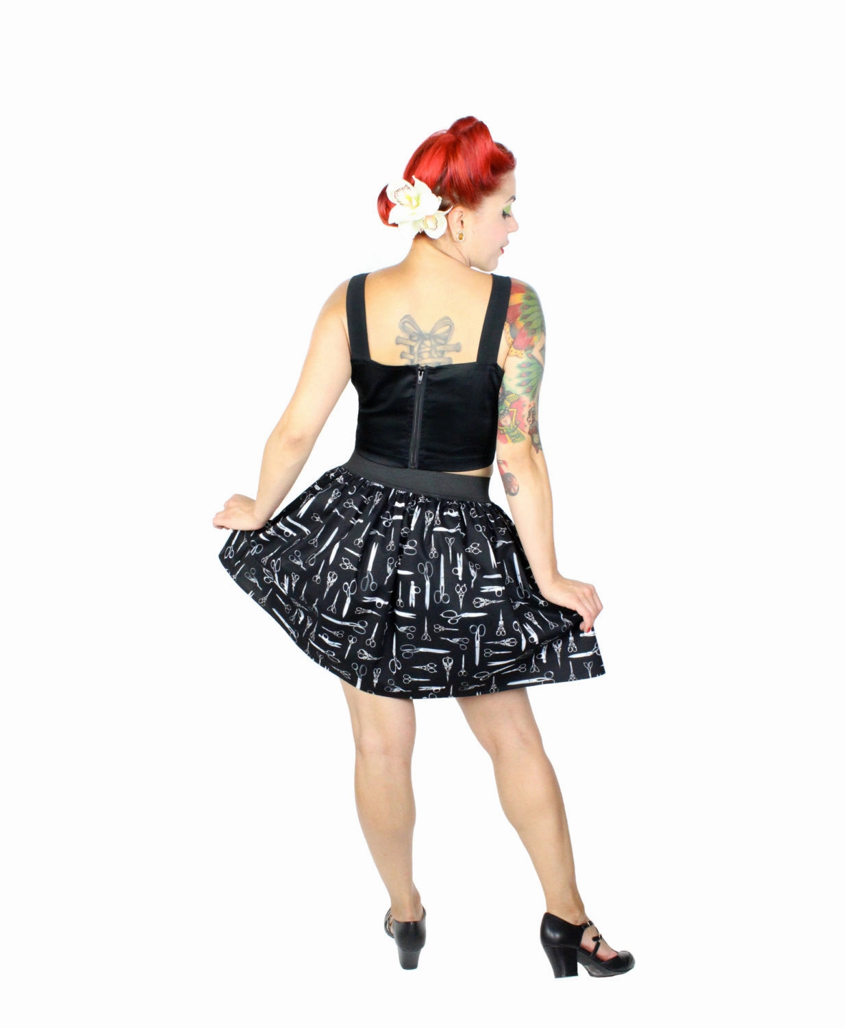 Outfit Moodboard Vintage Scissors Pleated Skirt #PS-S757