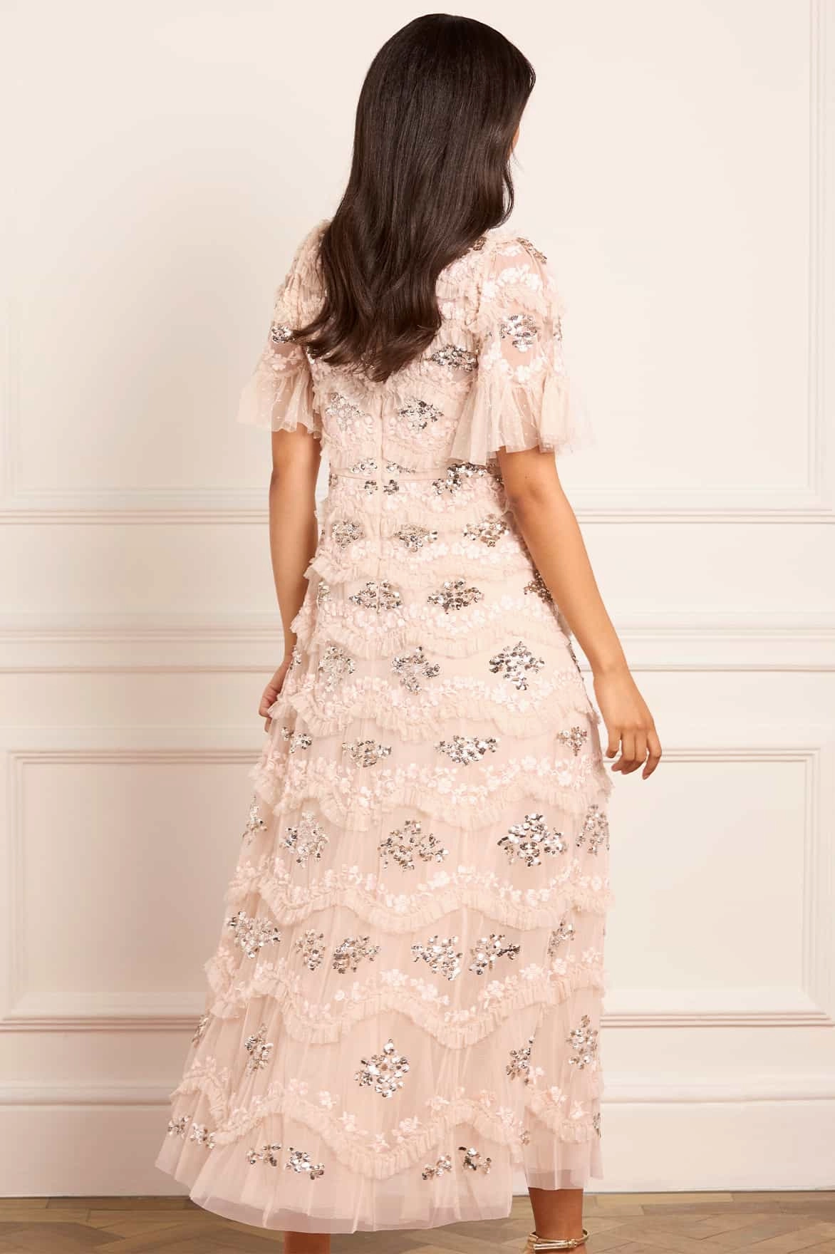 Daisy Wave Ankle Gown Artistic Vibe Bodycon-Fit