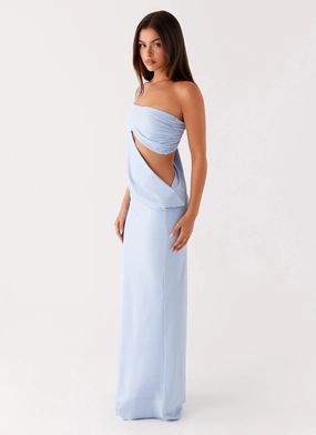 Dani Maxi Dress - Blue soft look retro-style