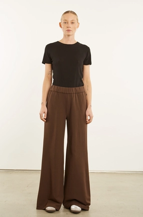 Temperature Regulating Fabric Dark Chocolate City Wide Leg Pants