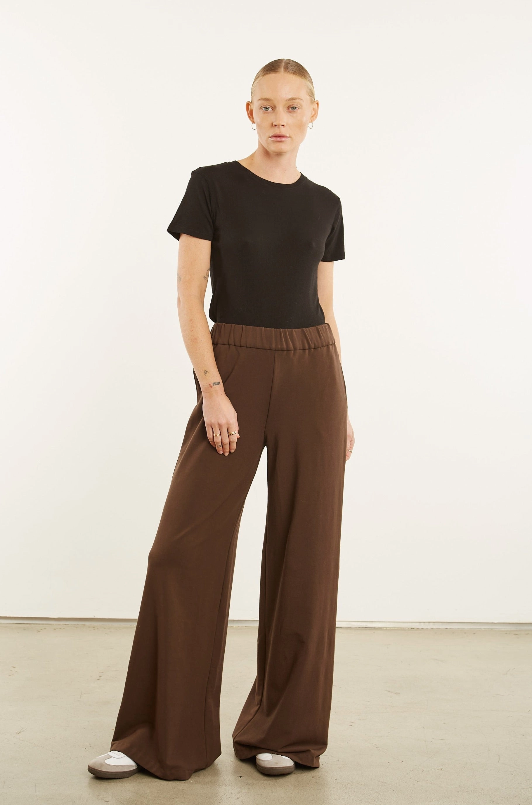 Minimalist Styling Dark Chocolate City Wide Leg Pants