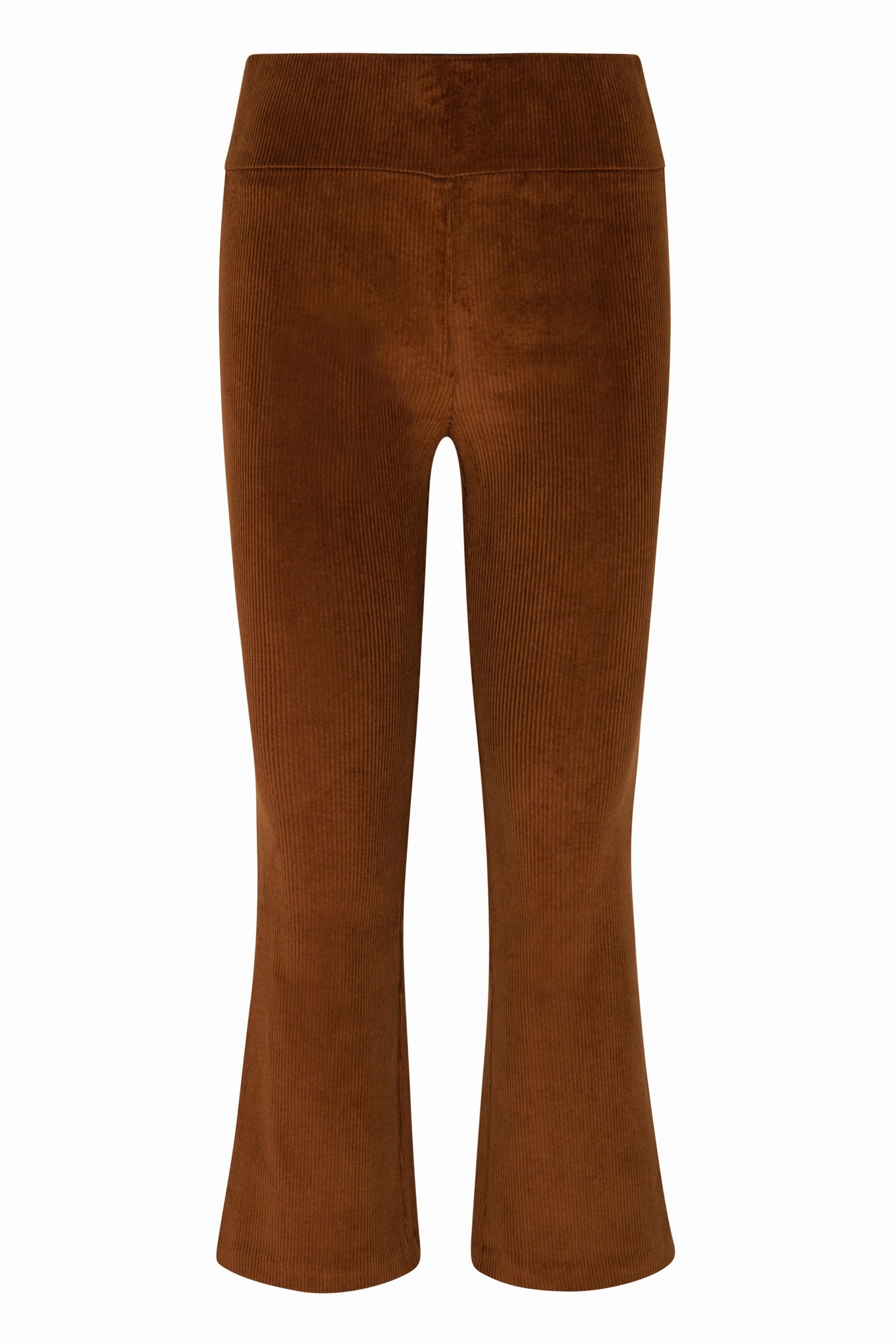 Dark Cognac Corduroy Crop Flare Pants Quick-Dry Material Non Bulk