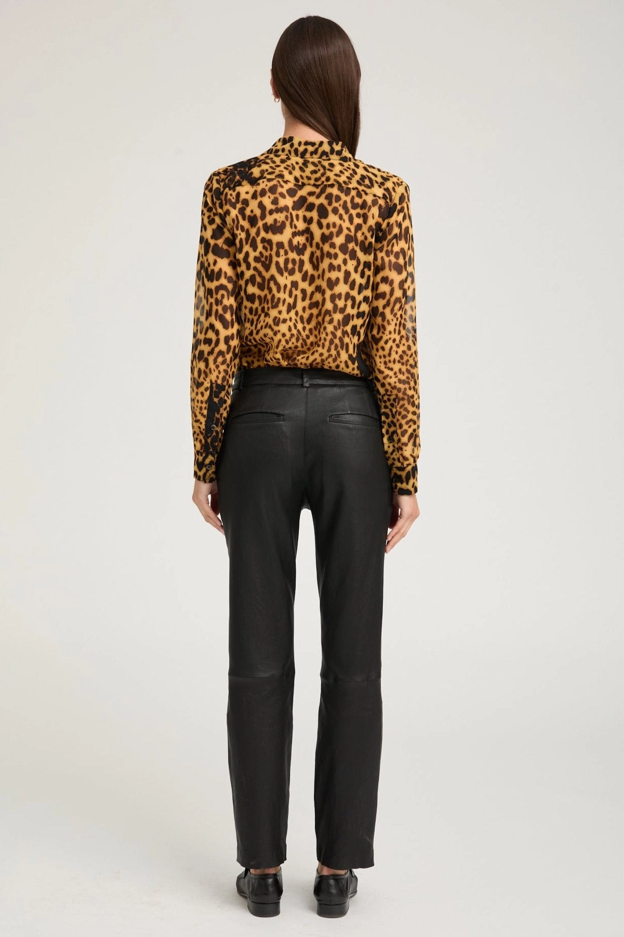 Dark Leopard Silk Fitted Button Down Eco Friendly Fabric