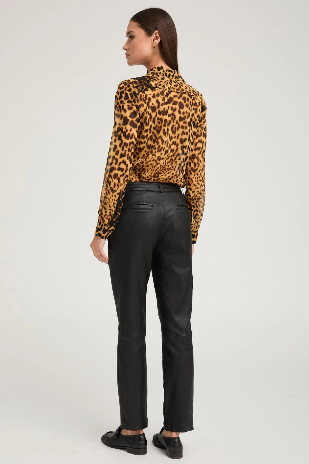Dark Leopard Silk Fitted Button Down Everyday Jacket