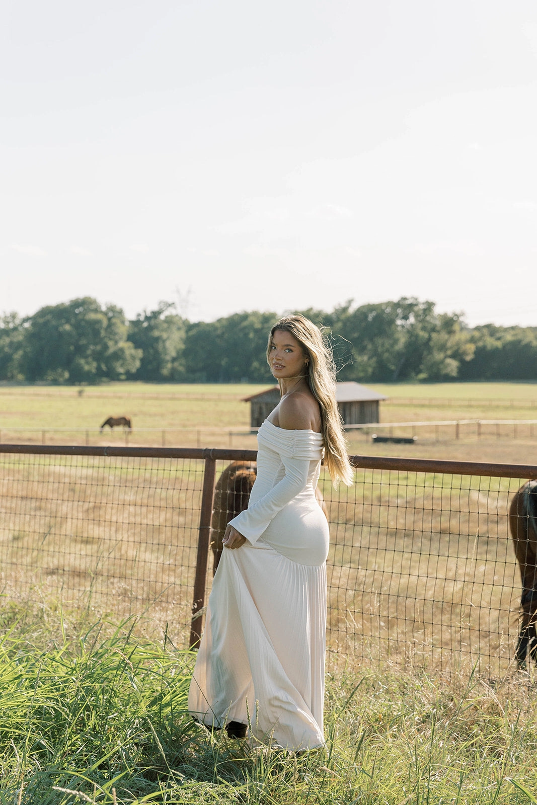 Lennox Long Sleeve Maxi Dress in Ivory Comfortable Waist Design Fit