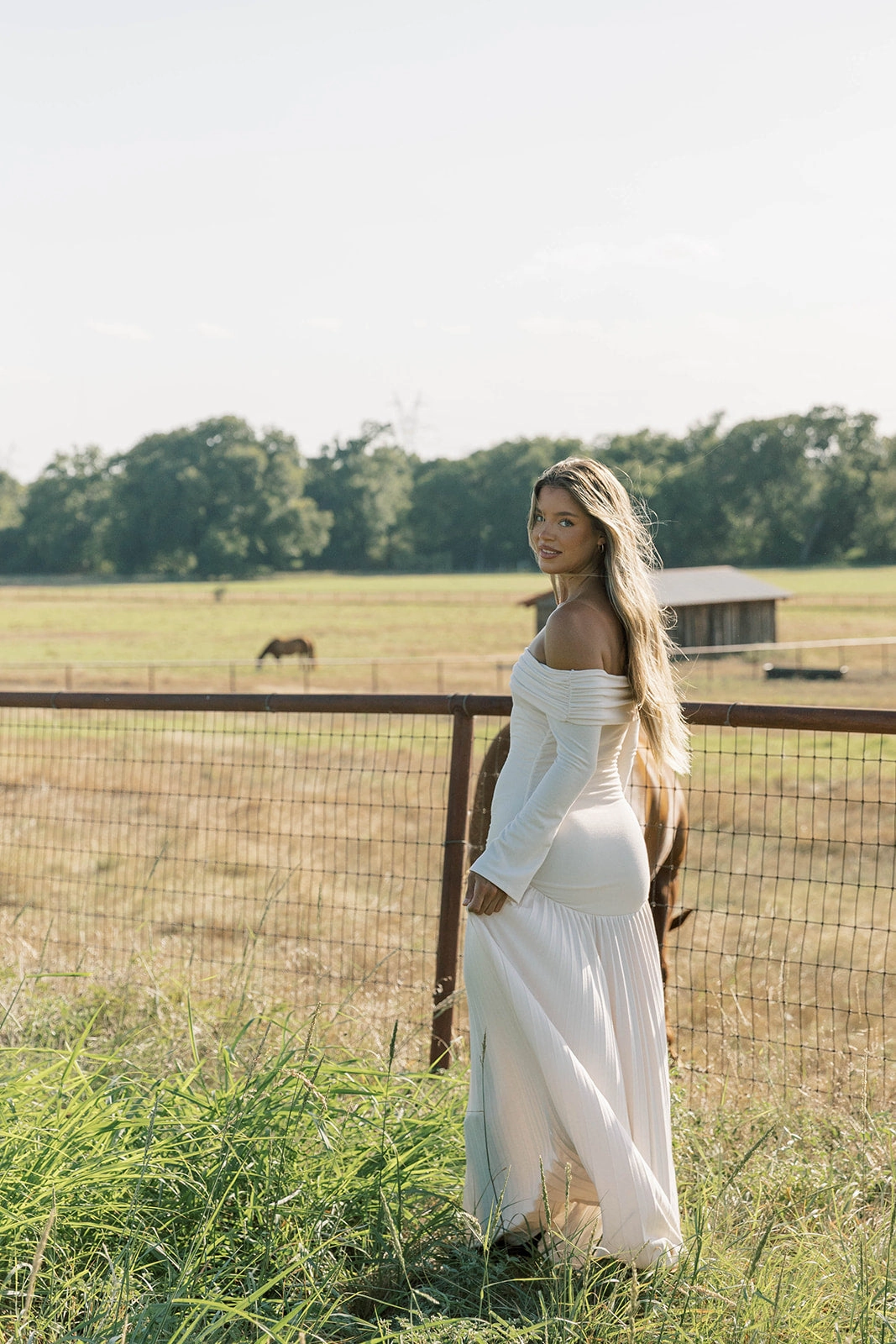 Lennox Long Sleeve Maxi Dress in Ivory Light Drape