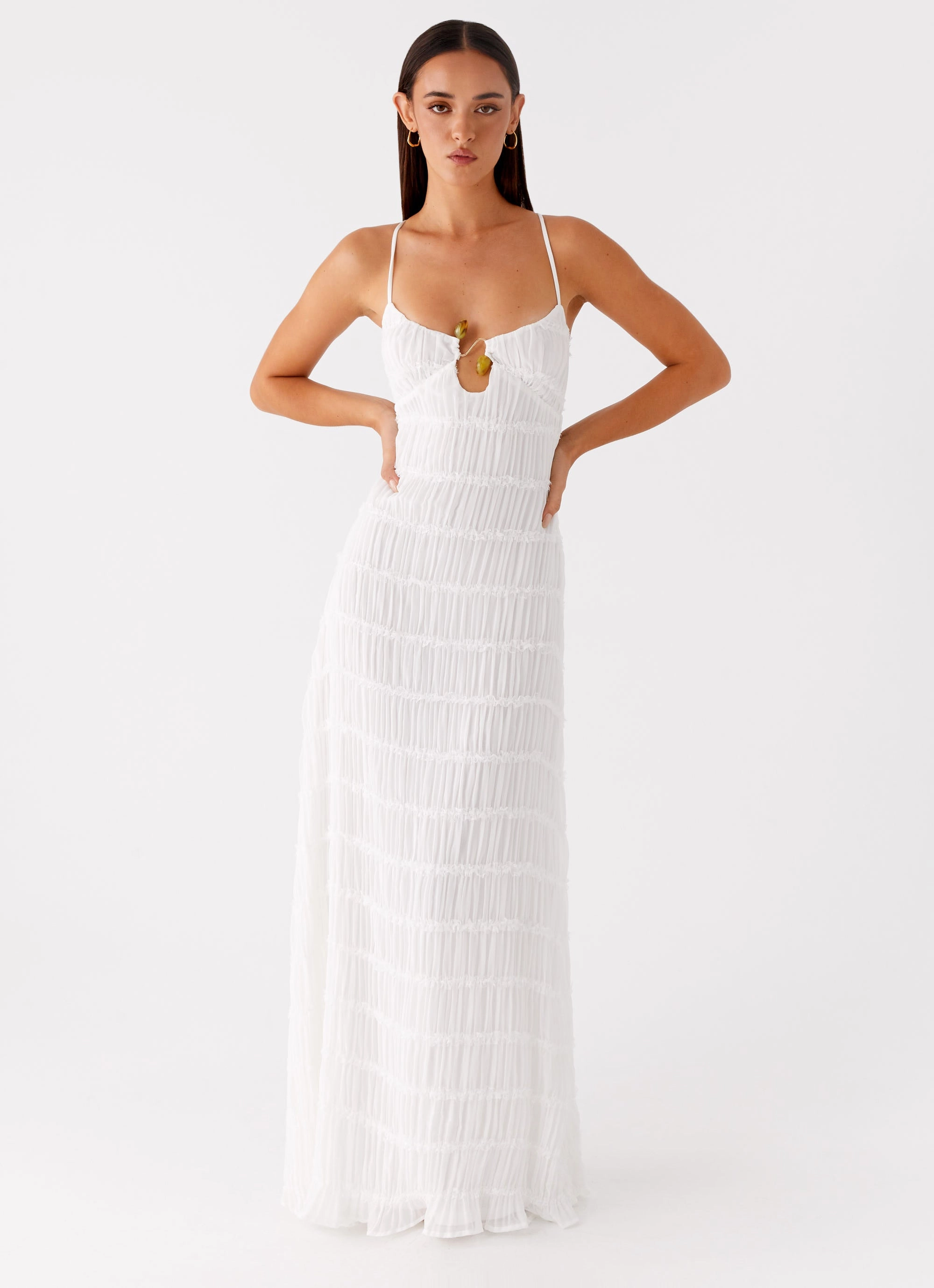 Celebration Wear Gloss Accent Darwin Maxi Dress - White