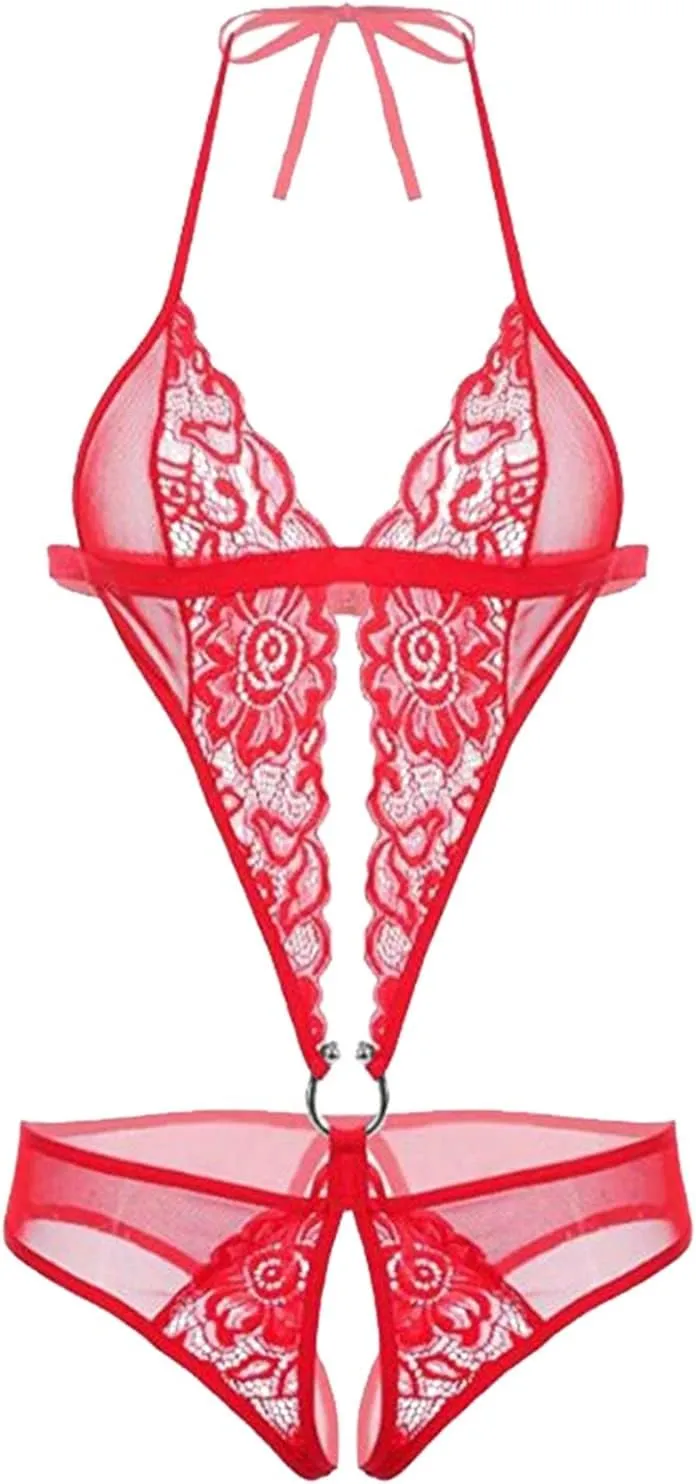 Date Night Lingerie Sexy Lace Lingerie Set for Women,Sheer Babydoll with Matching Thong,Romantic Nightwear