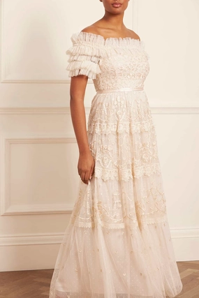 Midsummer Lace Off-Shoulder Gown Street Mood