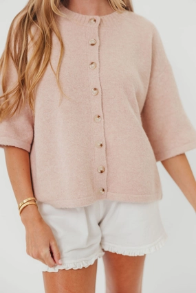 AbrasionResistant Fabric Davina Button-Up Sweater in Ballet
