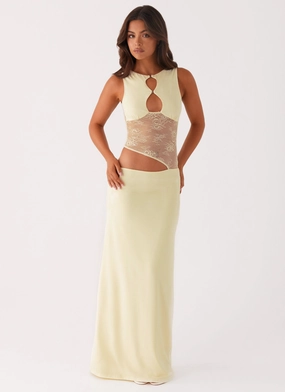 Thermal-Lined Feather Light Prophecy Maxi Dress - Yellow