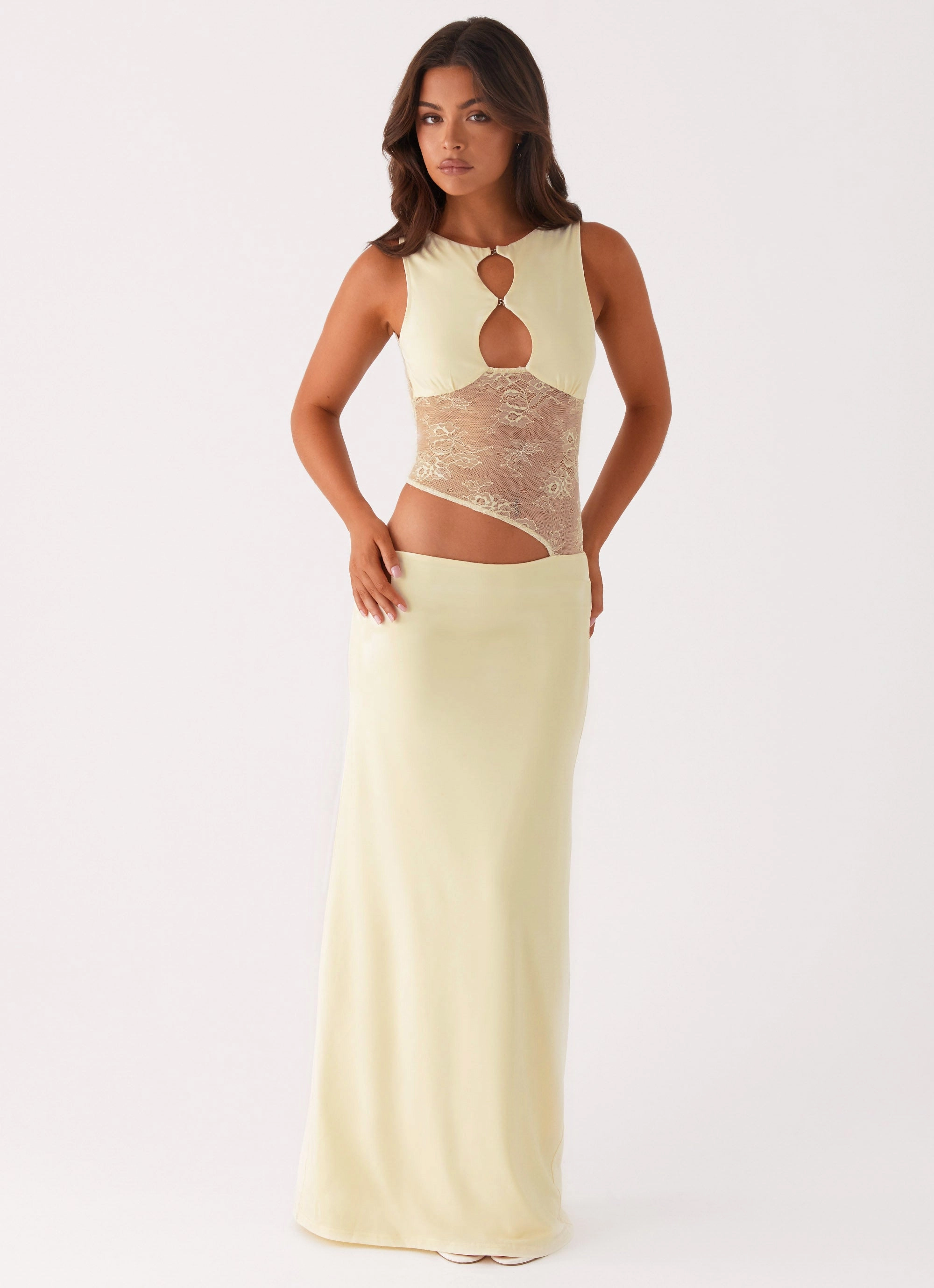 Thermal-Lined Feather Light Prophecy Maxi Dress - Yellow
