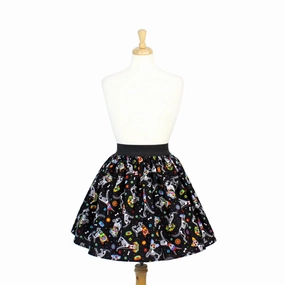 Day of the Dead Dog Pleated Skirt #PS-D331 Sophisticated Mood Refined Sophistication